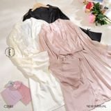  Choàng lụa phối ren C2583 