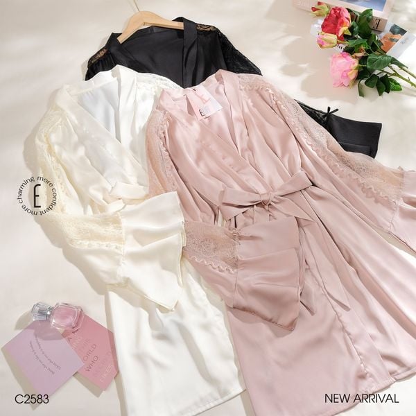  Choàng lụa phối ren C2583 