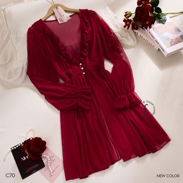  Choàng lưới hoa C70 