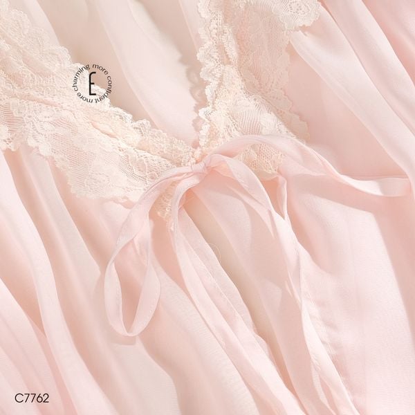  Choàng lưới phối ren hồng C7762 