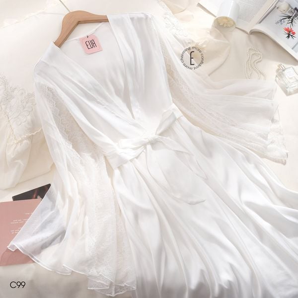  ÁO CHOÀNG LỤA TAY XÒE PHỐI REN C99 