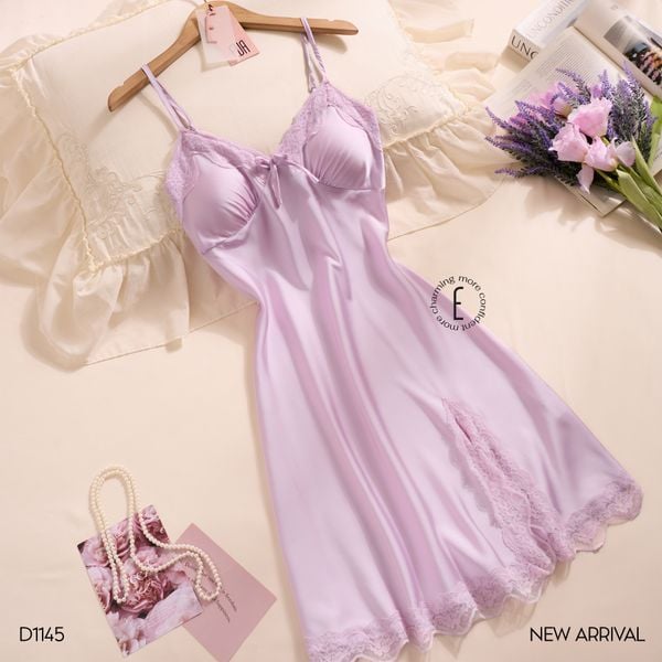  Váy lụa phối ren đệm ngực mỏng D1145 
