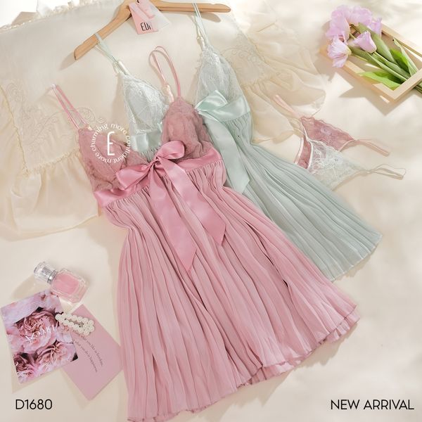  Váy 2 dây lưới thắt nơ D1680 