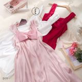  Váy lụa nơ voan D177 