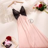  Xuân Nghênh - D2511 - Váy lụa satin phối ren dáng dài đệm ngực mỏng 