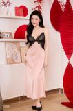  Xuân Nghênh - D2511 - Váy lụa satin phối ren dáng dài đệm ngực mỏng 