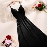  Xuân Nghênh - D2511 - Váy lụa satin phối ren dáng dài đệm ngực mỏng 