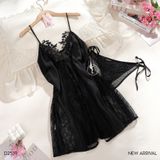  Váy 2 dây lụa phối ren 3D D2539 