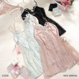  Váy 2 dây lụa phối ren 3D D2539 