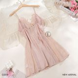  Váy 2 dây lụa phối ren 3D D2539 