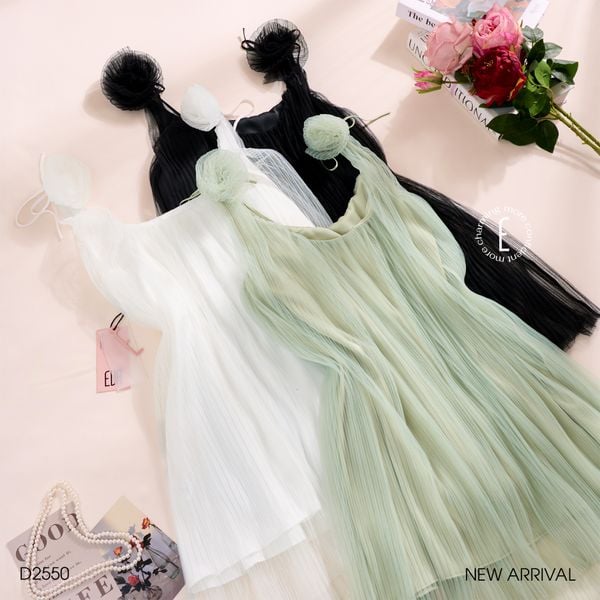  Váy lưới xoè xếp li cao cấp D2550 2 kiểu mặc 