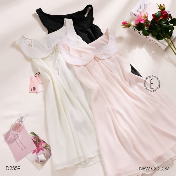  Sweetie Dress D2559 - Váy lụa xoè cổ sen 