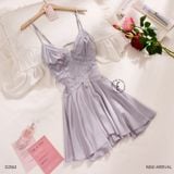  Darling Dress D2563 - Váy lụa phối lưới eo 
