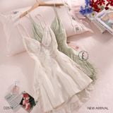  Glimmer Dress D2578 - Váy lụa gấm phối ren 