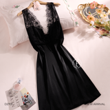  Velure D2701 - Váy lụa satin phối ren mềm 