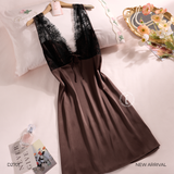  Velure D2701 - Váy lụa satin phối ren mềm 