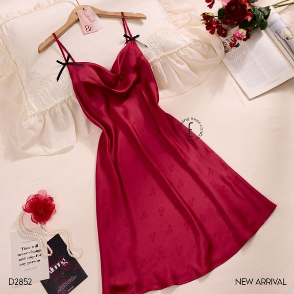  Váy lụạ nơ đen D2852 