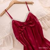  Váy lụa nơ đỏ D2953 