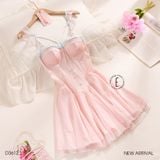  Váy lụa satin phối màu đệm ngực mỏng D3612 