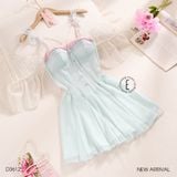  Váy lụa satin phối màu đệm ngực mỏng D3612 