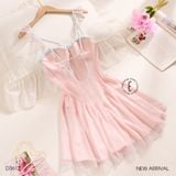  Váy lụa satin phối màu đệm ngực mỏng D3612 