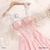  Váy lụa satin phối màu đệm ngực mỏng D3612 