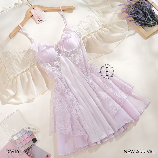  Váy 2 dây lụa phối ren D3916 