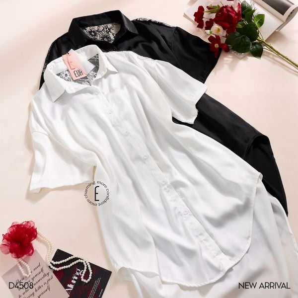  Sơmi lụa phối ren D4508 