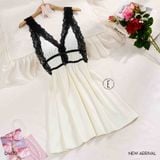  Negligee Dress D4670 - Váy lụa viền ren đệm ngực mỏng 