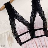  Negligee Dress D4670 - Váy lụa viền ren đệm ngực mỏng 