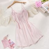  Amour Dress D4672 - Váy lụa phối ren đệm ngực mỏng 