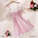  Celeste Dress D4808 - Váy lụa phối ren đệm ngực mỏng 