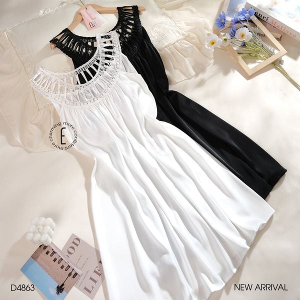  Váy lụa đan dây cổ D4863 