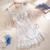  Váy lụa hoa nhí xanh D5915 