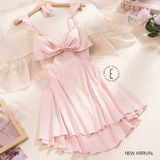  Váy lụa 2 dây nơ hồng D5923 