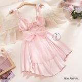  Váy lụa 2 dây nơ hồng D5923 