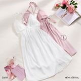  Eloise Dress D6119 - Váy lụa cổ yếm đệm ngực rời 