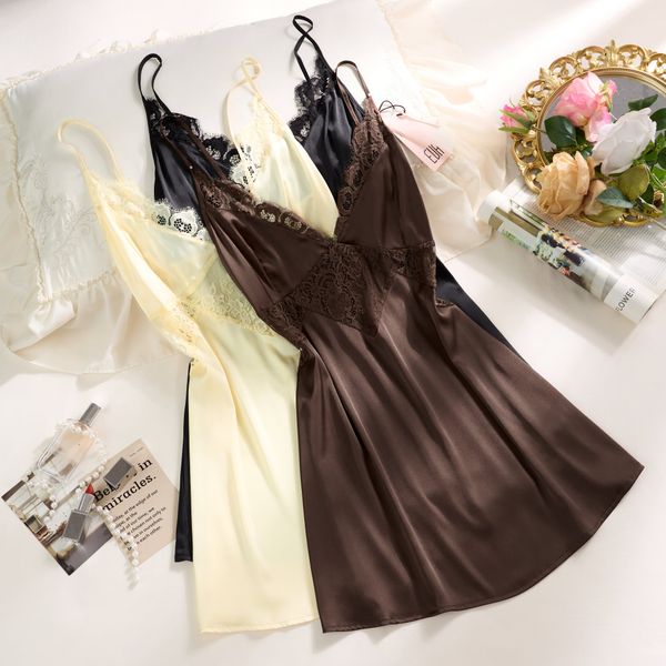  Envy D6699 - Váy lụa satin phối ren mềm 