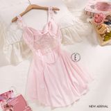  Plissé Dress D6979 - Váy lụa satin phối lưới 