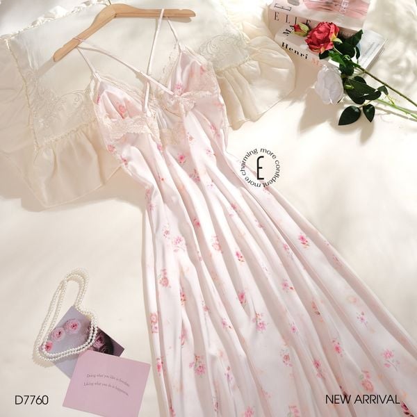  Váy lụa 2 dây hoa D7760 
