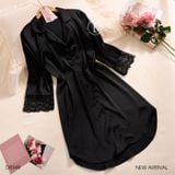  Váy sơ mi lụa tay phối ren D8348 