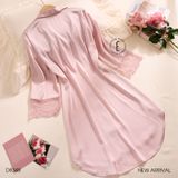  Váy sơ mi lụa tay phối ren D8348 