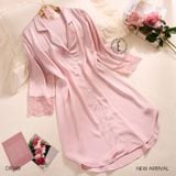  Váy sơ mi lụa tay phối ren D8348 