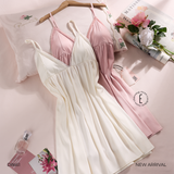  Váy lụa satin mềm D8661 đệm ngực mỏng 