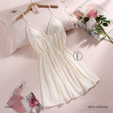  Váy lụa satin mềm D8661 đệm ngực mỏng 