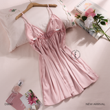  Váy lụa satin mềm D8661 đệm ngực mỏng 