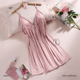  Váy lụa satin mềm D8661 đệm ngực mỏng 