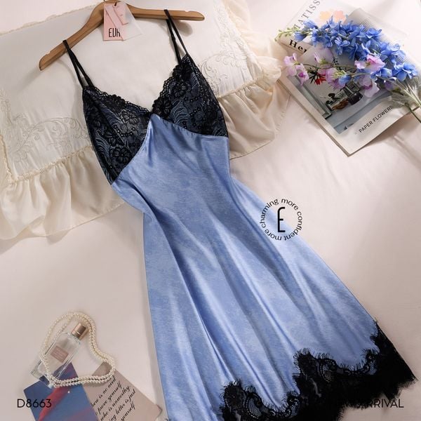  Váy lụa xanh ombre D8663 