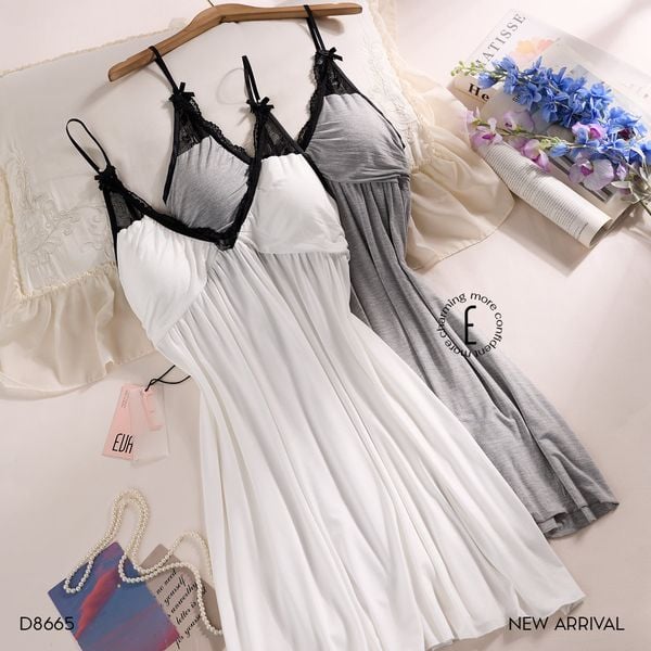  Váy thun cotton D8665 đệm ngực mỏng 