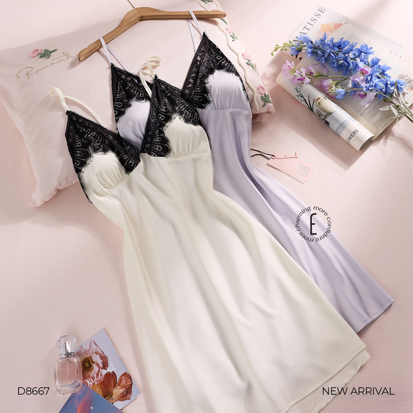  Váy lụa phối ren D8667 
